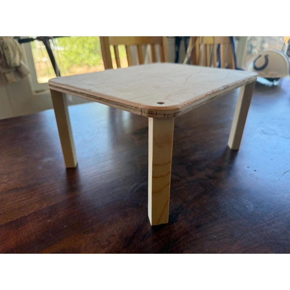 Handmade Wooden Small Animal Platform Elevated Hamster Cage Stand Natural Wood